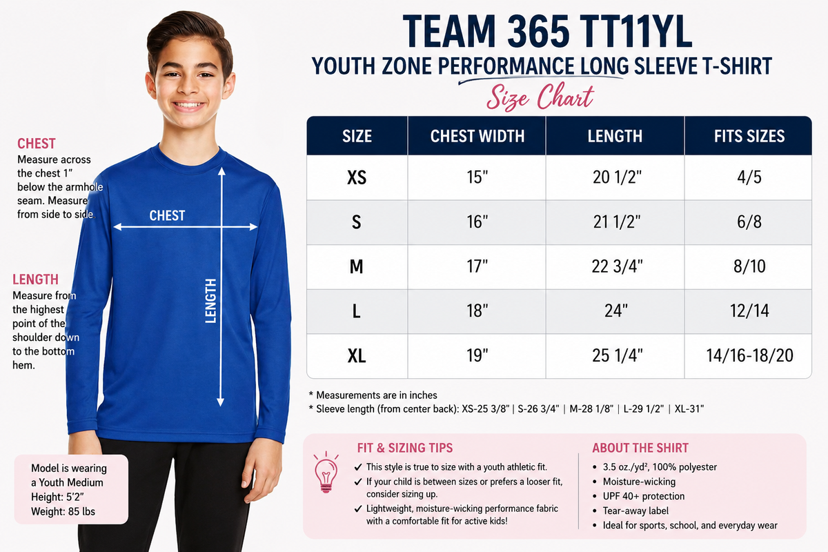Youth Performance Long Sleeve T-Shirt royal blue