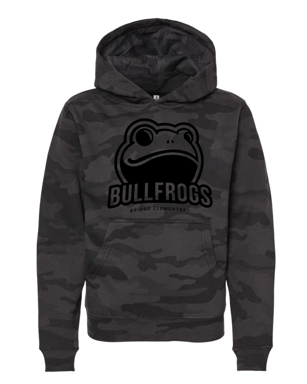 Youth Pull over hoodie dark camo (black design)