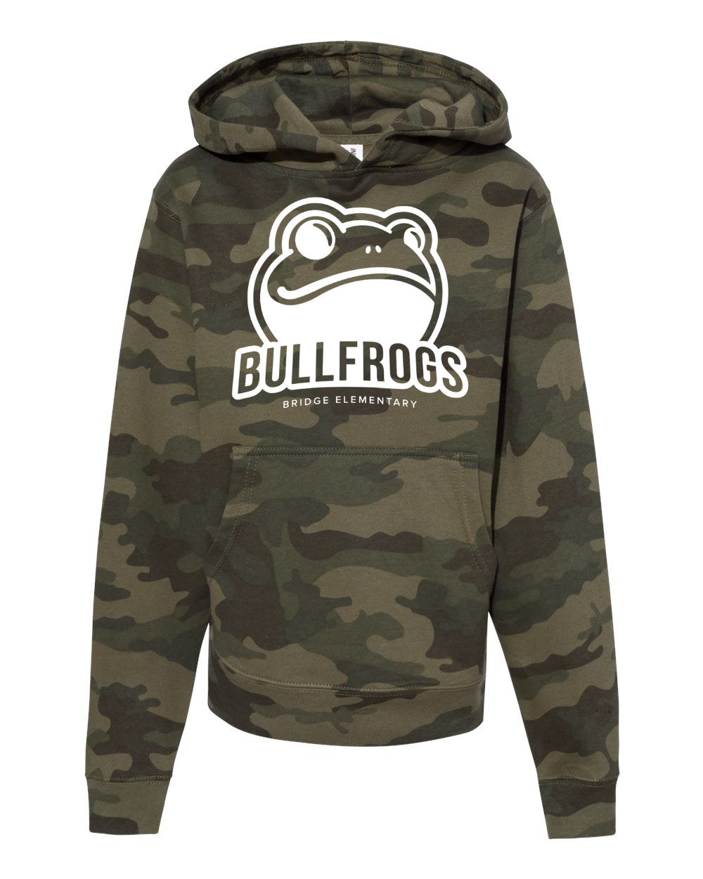 Youth Pull over hoodie Forest army (white design)