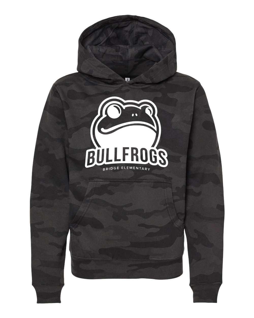 Youth Pull over hoodie dark camo (white design)